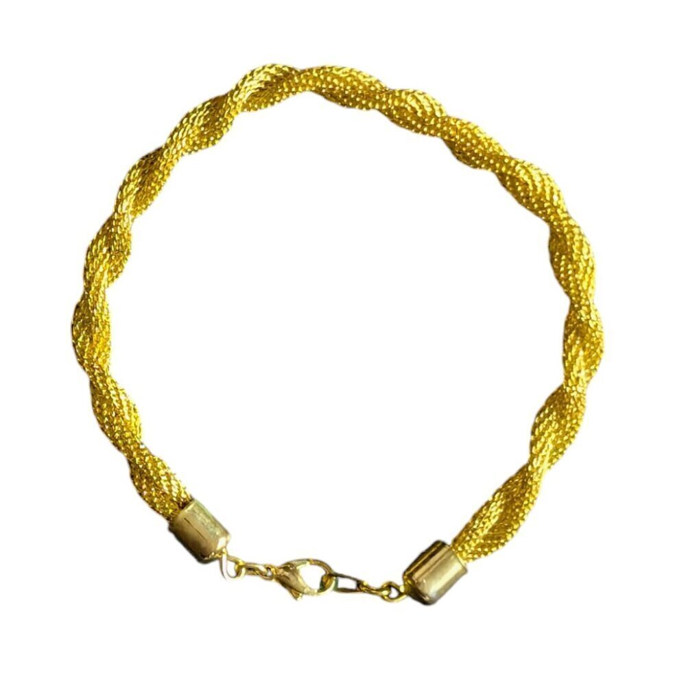 New 18K Yellow Gold Plated Twisted French‎ Rope Mesh Chain Bracelet Chunky